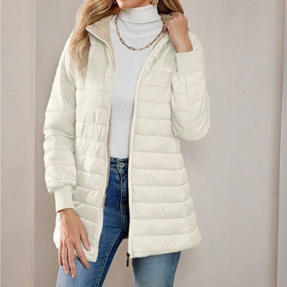 Luxe quilted teddy lined hooded jacket - Picture 3 of 16